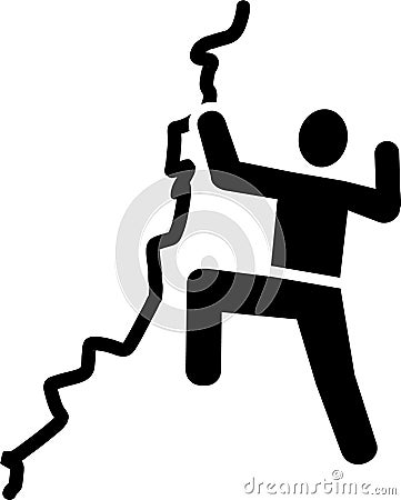 Climbing on rock icon Vector Illustration