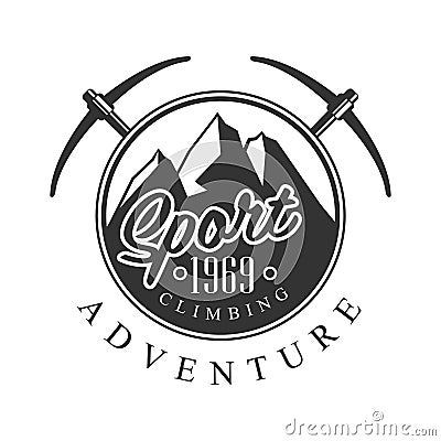 Climbing sport adventure logo. Mountain hiking, exploration label Vector Illustration