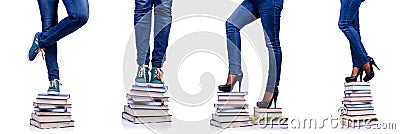 The climbing the steps of knowledge - education concept Stock Photo