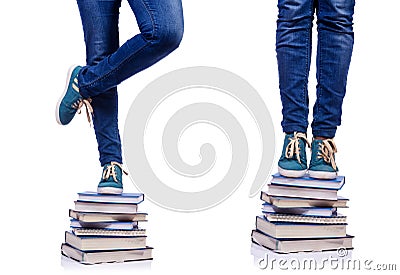 The climbing the steps of knowledge - education concept Stock Photo