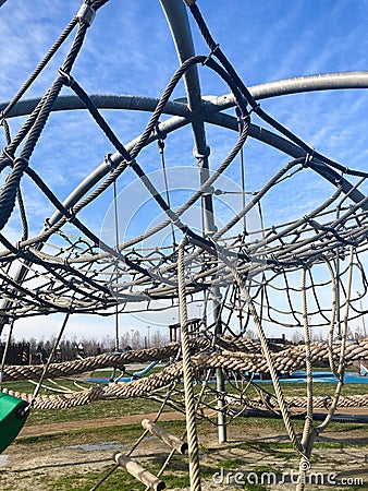 Climbing structure area in public kid park amazing for make kids brave Stock Photo