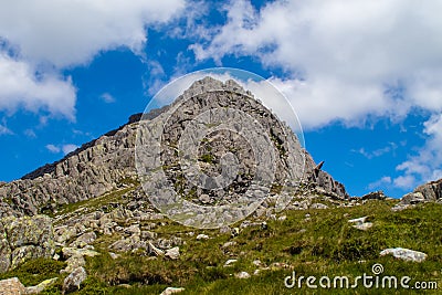 Climbing Tryffan via the South Ridge in the Ogwen Vally in Snowdonia Stock Photo