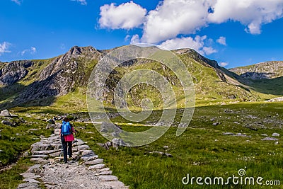 Climbing Tryffan via the South Ridge in the Ogwen Vally in Snowdonia Editorial Stock Photo