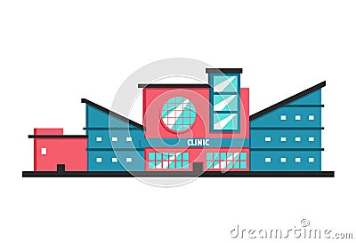 Clinic building. Flat vector illustration. Constructivism style Vector Illustration