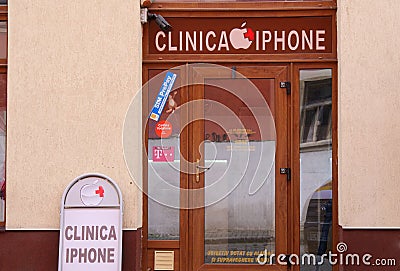 Clinica iPhone mobile phone service Editorial Stock Photo