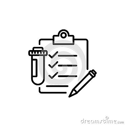 Clinical analysis result icon. Outline style. Lab blood test, medical exam health check, hiv, medicine concept. thin Vector Illustration