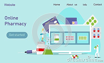 Clinical center, online pharmacy Cartoon Illustration