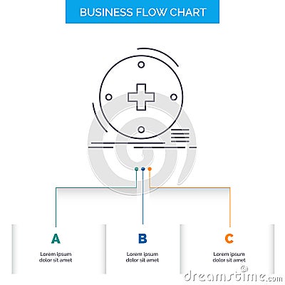 Clinical, digital, health, healthcare, telemedicine Business Flow Chart Design with 3 Steps. Line Icon For Presentation Background Vector Illustration