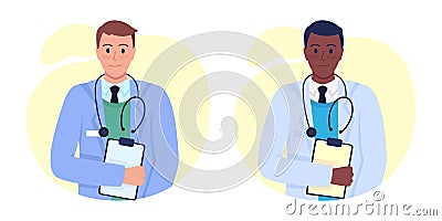 Clinical doctor semi flat color vector character set Vector Illustration