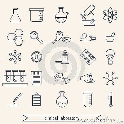 Clinical laboratory icons set Vector Illustration