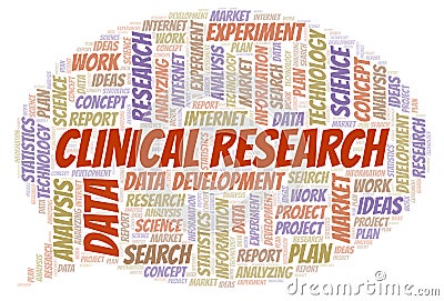 Clinical Research word cloud. Stock Photo