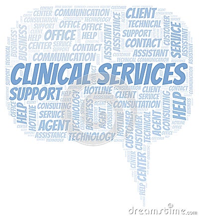 Clinical Services word cloud. Stock Photo