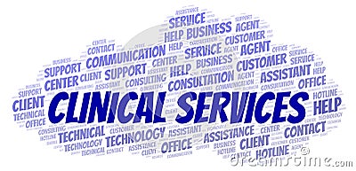 Clinical Services word cloud. Stock Photo