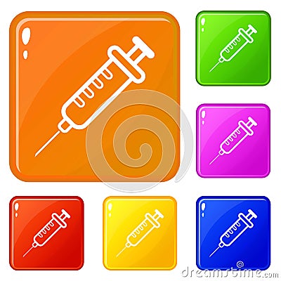 Clinical syringe icons set vector color Vector Illustration