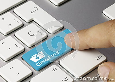 Clinical trial - Inscription on Blue Keyboard Key Stock Photo