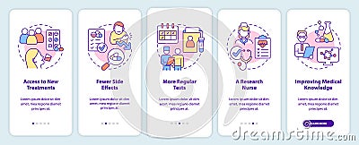 Clinical trials advantages onboarding mobile app screen Vector Illustration