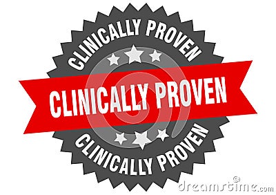 clinically proven sign. clinically proven circular band label. clinically proven sticker Vector Illustration