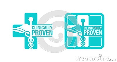 Clinically proven stamp with caduceus symbol Vector Illustration