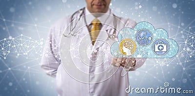 Clinician Activates AI Aided Medical Diagnostics Stock Photo