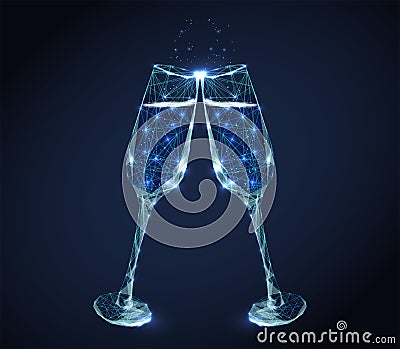 Clink wine glasses Cartoon Illustration