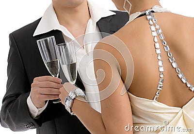 Clinking with champagne Stock Photo