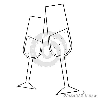 Clinking champagne glasses line icon Stock Photo