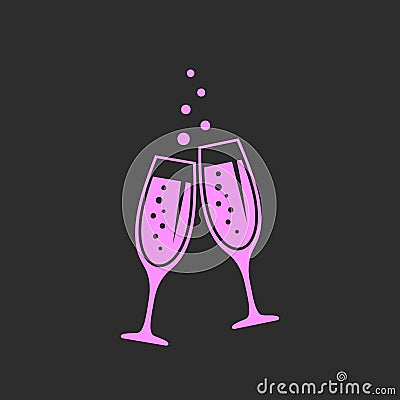 Clinking glasses of champagne vector icon Vector Illustration