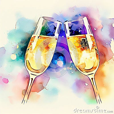 Clinking glasses with sparkling wine Stock Photo