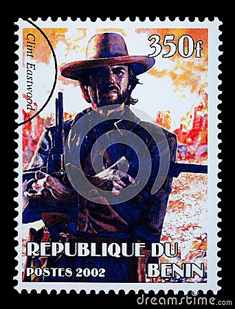 Clint Eastwood Postage Stamp Editorial Stock Photo