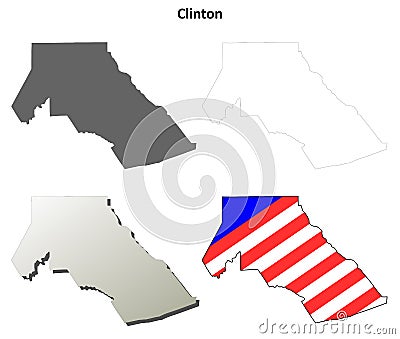 Clinton County, Pennsylvania outline map set Vector Illustration