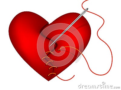 Clip-art of broken heart and needle Vector Illustration