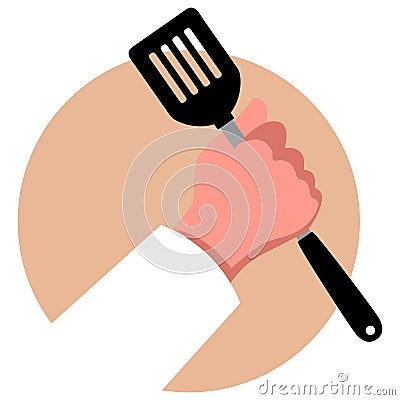 Clip art of a chef hand holding a spatula Vector Illustration