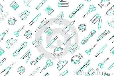 Office elements arrange on seamless background Vector Illustration