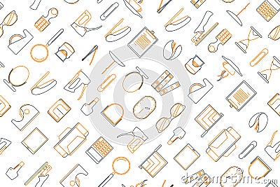 Office elements arrange on seamless background Vector Illustration