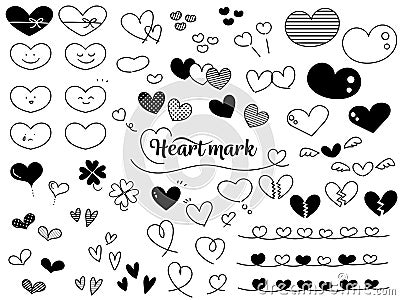 Clip art set of cute monochrome heart Stock Photo