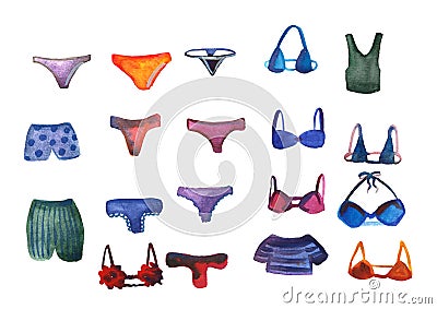Clip art set of watercolor underwear Stock Photo