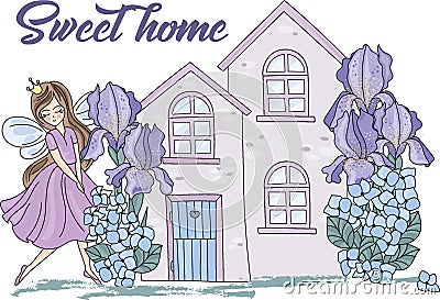 Wedding Clipart SWEET HOME Color Vector Illustration Set Cartoon Picture Stock Photo