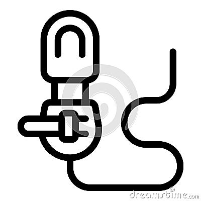 Clip on lavalier lapel mic icon outline vector. Sound media recording tool Stock Photo