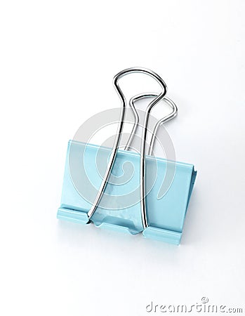 Blue clip on white background Stock Photo