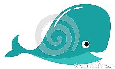 Clipart of a blue-colored whale with a white exclamation mark vector or color illustration Vector Illustration