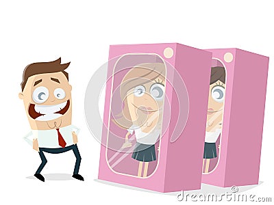 Businessman buying woman in a box Vector Illustration