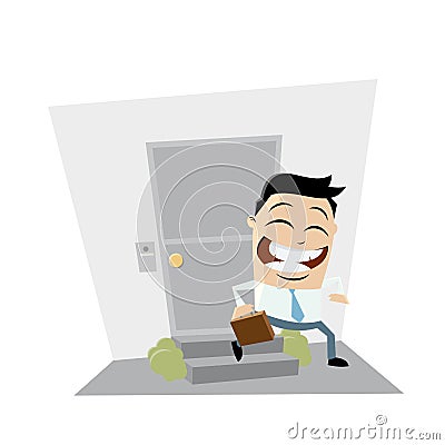 Businessman leaving home clipart Vector Illustration