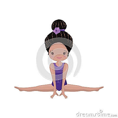 Clipart Cute African American Girl Gymnast Gym Vector Illustration