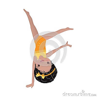 Clipart Cute African American Girl Gymnast Gym Vector Illustration