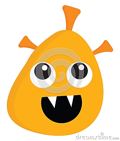 Clipart of a yellow-colored happy monster set on isolated white background vector or color illustration Vector Illustration
