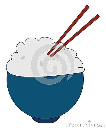 Clipart of a bowl of rice with two wooden spatulas vector or color illustration Vector Illustration
