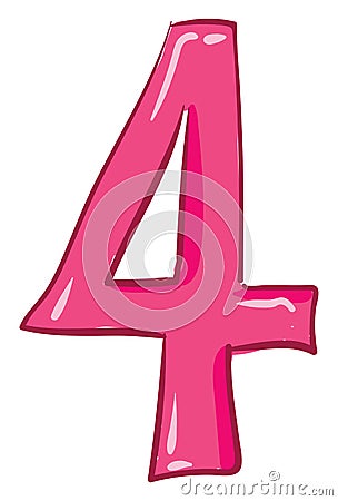 Clipart of the numerical number four or 4 in pink color vector or color illustration Vector Illustration