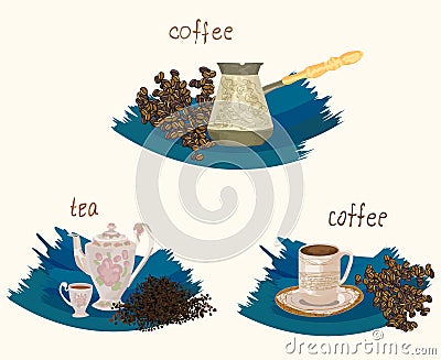 Clipart_old things watercolor_2 Vector Illustration