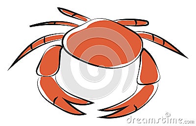 Clipart of a round orange-colored crab vector or color illustration Vector Illustration