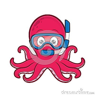 Octopus scuba diver Vector Illustration